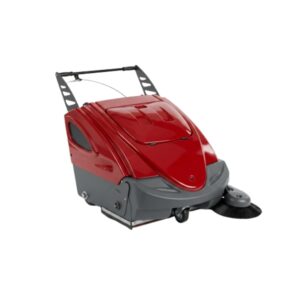Barredora industrial a batería GIOIA 71 ET con motor de 400 W, batería de 120 Ah, contenedor de 60 litros y rendimiento de hasta 3.700 m²/h.